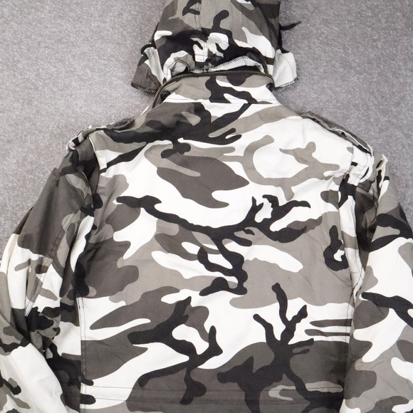 Rothco Ultra Force Urban Camouflage Snow Small Long Sleeve Zip Snap Hood Jacket - Picture 13 of 13